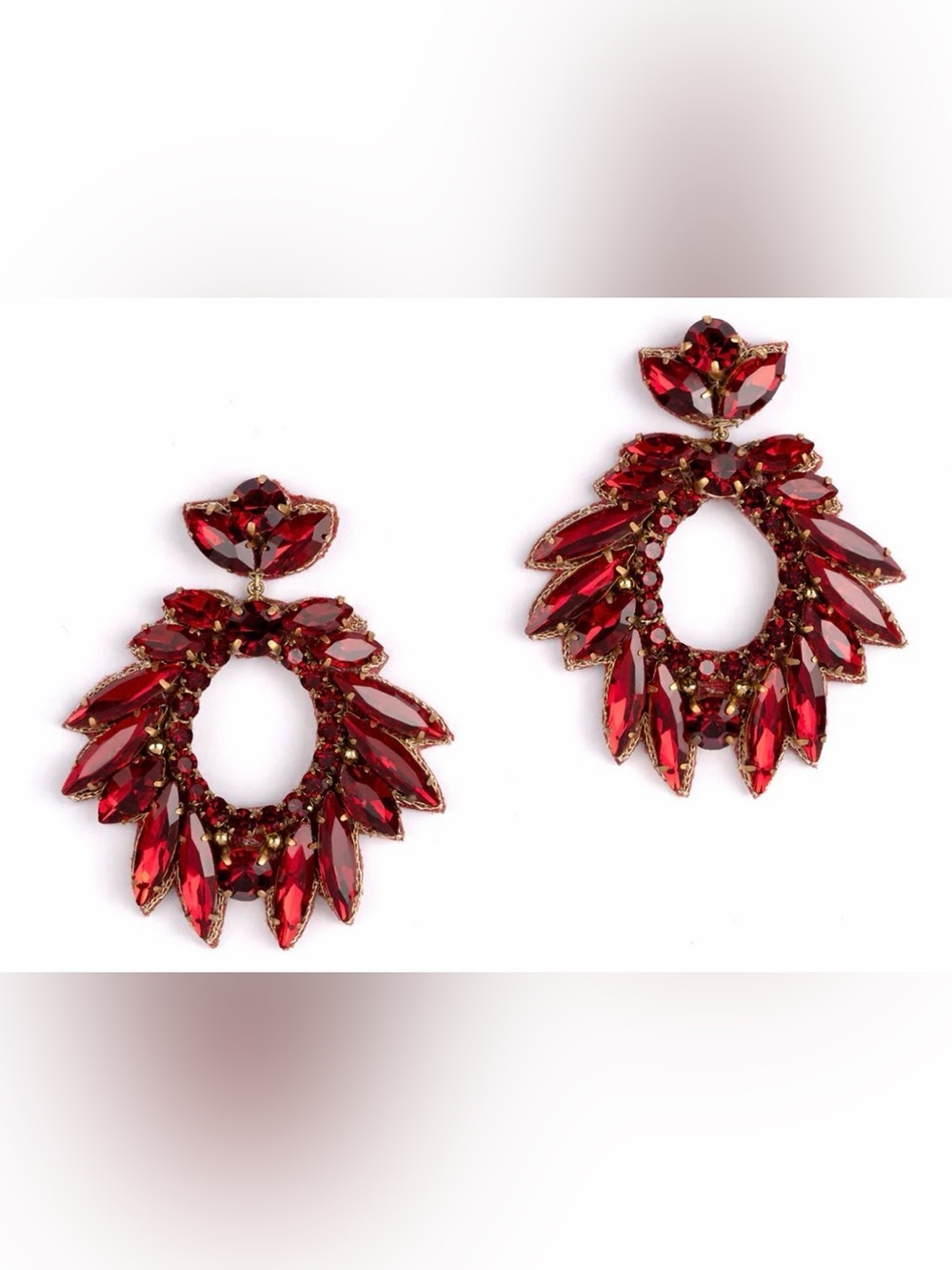 Glamorous Red Crystal Drop Earrings - Statement Sparkle